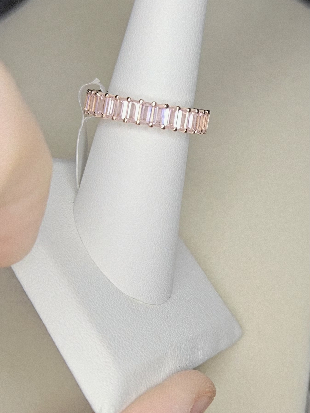 NWT .925 Sterling Silver Rose Gold CZ Baguette Eternity Ring